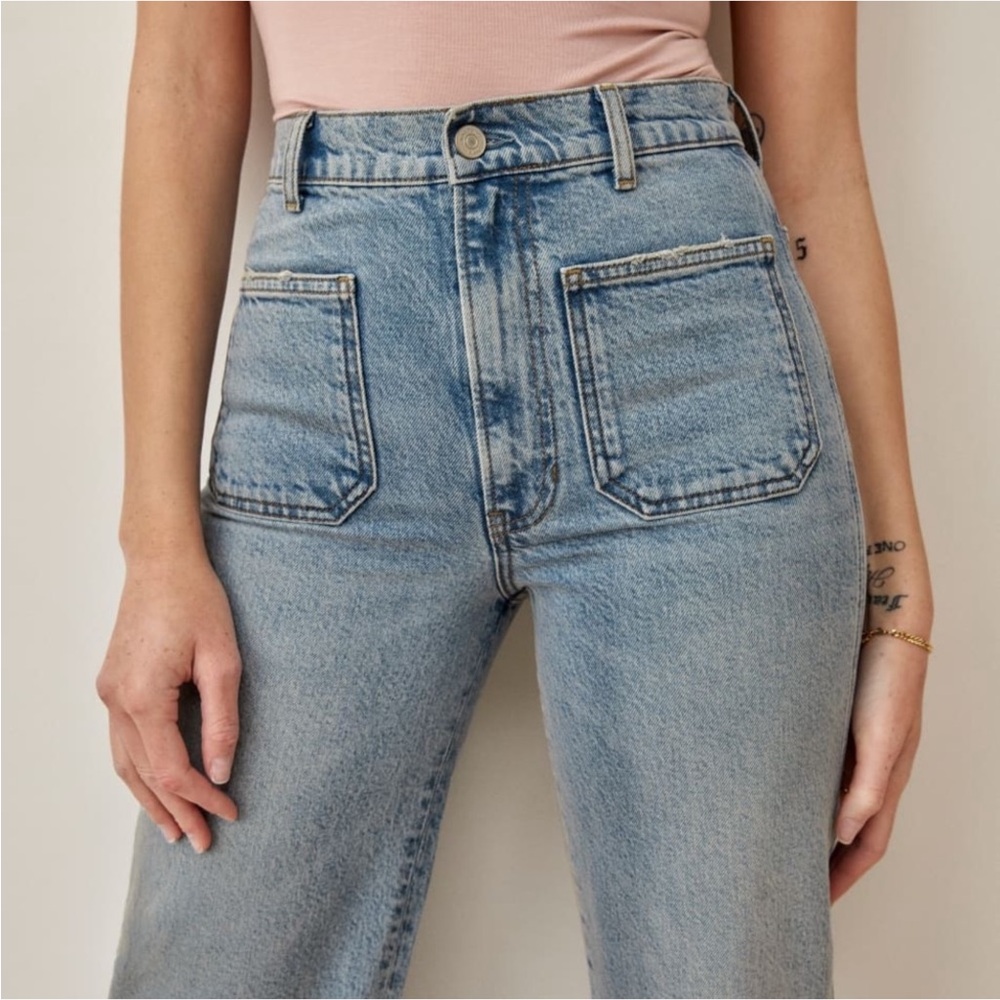 Reformation Alyssa Patch Pocket High Rise Wide Leg Jeans Sz 24 - Picture 4 of 12